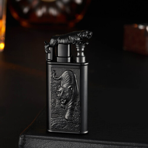 (J) Electroplated Direct Fire Fire Quartz Dial With Visible Window Inflatable Windproof Lighter
