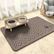 Pet Food Mat 2Pack, Absorbent QuickDry, NonSlip Rubber Backed, 40x50 Cm Brown, Dog Cat Placemat for Bowls