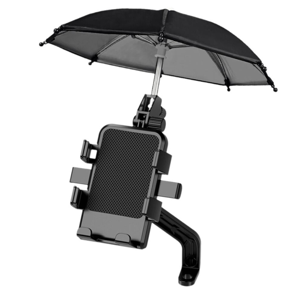 Motorcycle Phone Mount With Umbrella Holder, Portable Parasol Sunshade And Rainproof Design For Scooters And Bicycles, Adjustable Clamp For Securely 9448196827352