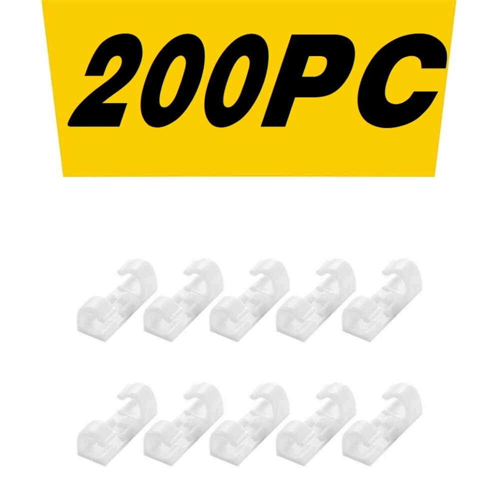 (D) White 20Pc Self-Adhesive Desktop Cable Organizer Fixing Clamp 4393107429390