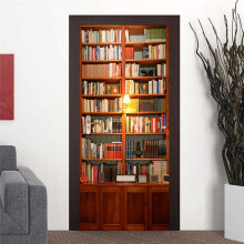 3D Door Stickers Mural Waterproof SelfAdhesive PVC Wall Decal Bookcase Pattern Removable 30.3In X 78.7In