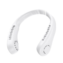 Neck Fan USB Rechargeable 3000mAh Portable Wearable 5 Speeds Bladeless Quiet  Fan For Women Men Travel White