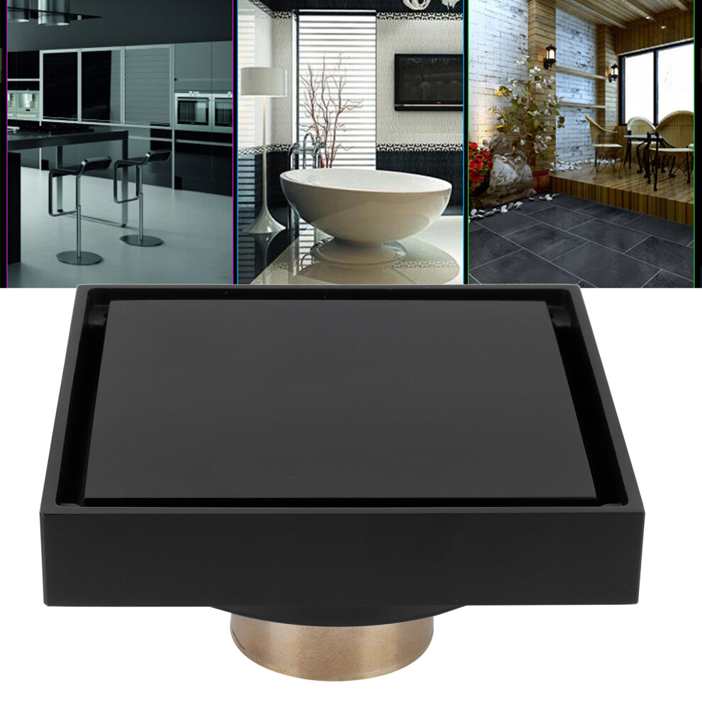 Black Copper Shower Floor Drain Strainer 10X10cm For Bathroom & Balcony 5001378170611