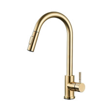 Brushed Gold Kitchen Faucet PullOut, 360 Degree Swivel, SingleHandle Kitchen Sink Mixer, Type A Brushed Gold Finish