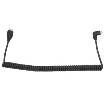 Right Angled Mini HDMI Cable Gold Plated Connectors Coiled Spiral Cable For High Definition Laptop Camcorder Camera Connection Signal Transmission