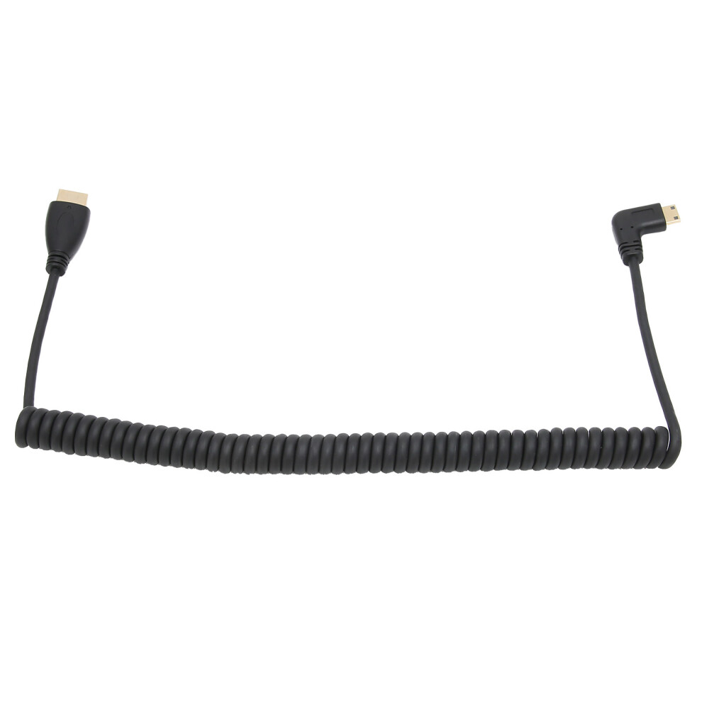 Coiled Spiral Cable With Plated Connectors Right Angled Mini Hdmi Cable For Audio Video Transmission Electromagnetic Interference Reduction Gold 9773935213227