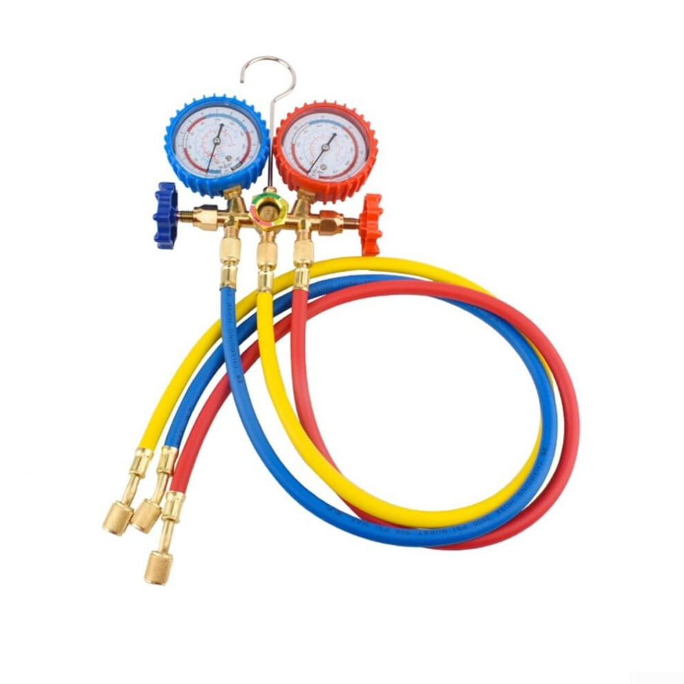 Ac Manifold Gauge Set With Brass Fittings, Colorcoded Dual Gauges For R134a R22 R404a 9094768693865