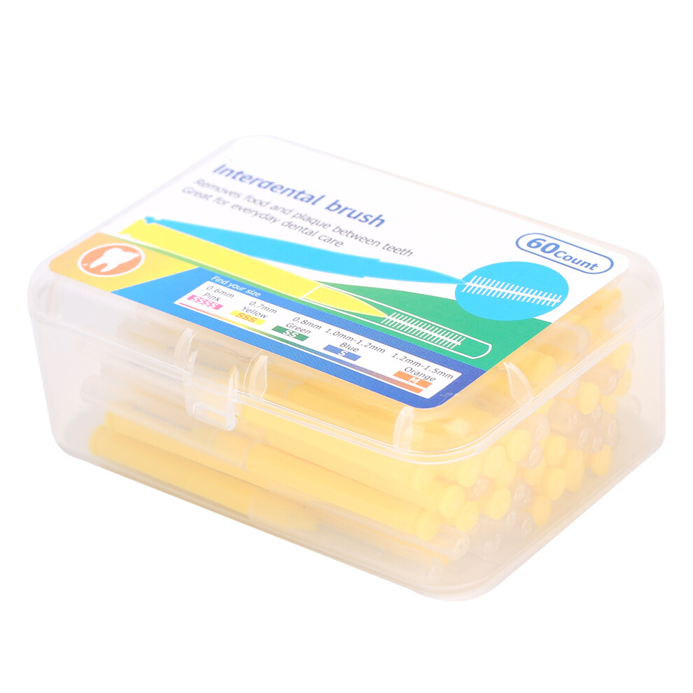 Yellow 60Pcs Orthodontic Interdental Brushes For Dental & Braces Cleaning