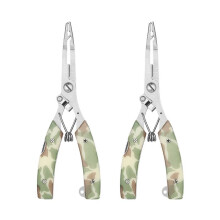 2pcs Fishing Pliers Fishing Gripper Remover Split Ring Pliers Stainless Steel Pliers Camouflage Green