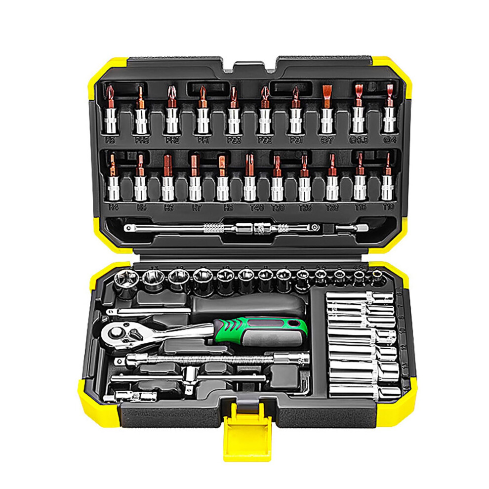 Sockets Wrenches Set 53Piece 1/4Inch Ratcheting Wrenches With Extension, 72Tooth Ratchet, Automotive And Home Use 9199774438261