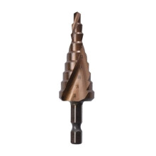 HSS M35 Cobalt Step Drill Bits 412/420/432, Spiral Groove, Hex Shank, Metal Core, Hole Saw Cutter, Brown