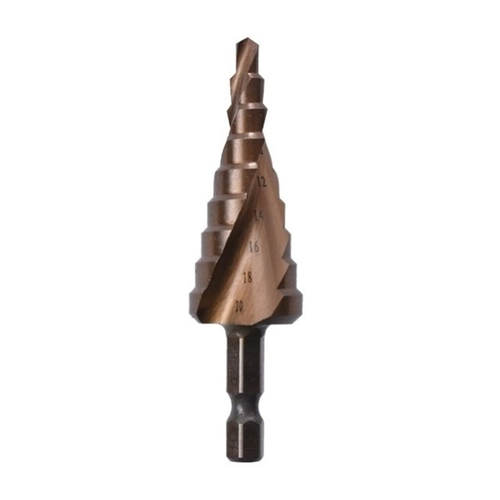 Hss M35 Cobalt Step Drill Bits 412/420/432, Spiral Groove, Hex Shank, Metal Core, Hole Saw Cutter, Brown 9094768694053