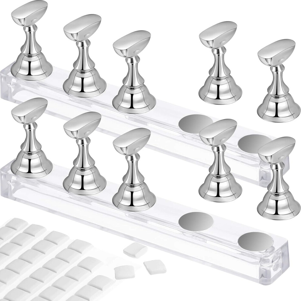 Practice Holder for Acrylic Nail Art, Nail Stand with Magnetic Nail Tips Holders & Reusable Adhesive Putty, DIY Painting Nails Kit for Salons, Sc