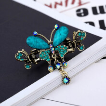Pinces à cheveux fleuries avec strass, style vintage, pince papillon, barrette en alliage, élégante pince à cheveux pour femmes et filles,