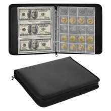 Coin Storage Organizer for Collectors, Smart Pocket Design Coin Album with Double Zipper Closure & Adjustable Page Capacity, Fireproof Water