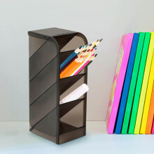 (Black) Stationery Box Portable Large Capacity Pencil Case Student Multi Functional Plastic Pencil Case Desktop Storage Pencil Case