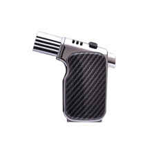 (B) Locking Windproof End Lighter Igniter Carbon Fiber 4 Torch Windproof Outdoor Lighter