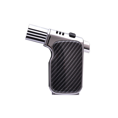 (B) Locking Windproof End Lighter Igniter Carbon Fiber 4 Torch Windproof Outdoor Lighter