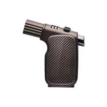 (D) Locking Windproof End Lighter Igniter Carbon Fiber 4 Torch Windproof Outdoor Lighter