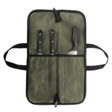 Waxed Canvas Chef Knife Bag with Handle, Outdoor Storage Case for Camping and Hiking, Army Green