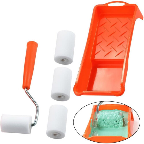 Complete Small Paint Roller Set With 4  Density Foam Rollers For Smooth Finish Walls And Trim 2