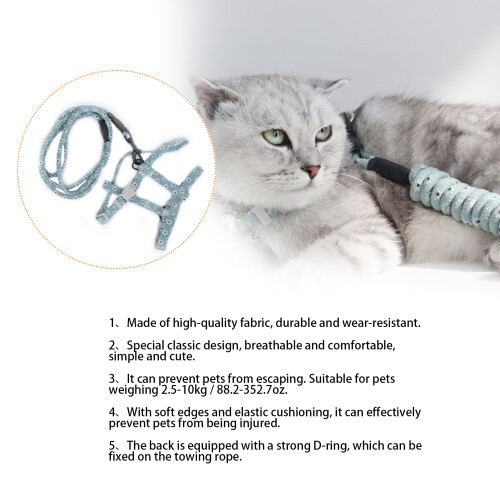 Adjustable Cat Walking Set M - Lightweight Harness & Leash in Light Green 2