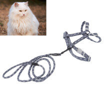 JapaneseStyle Cat Adjustable Harness Leash Set Dark Gray Florets M