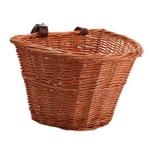 D Shape Handmade Wicker Bike Basket Honey Color Detachable Front Handlebar Storage Willow Easy Install For Boys