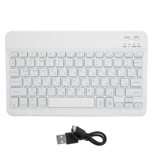 Wireless Bluetooth RGB Backlight Keyboard 10in for Phone & Tablet White 1