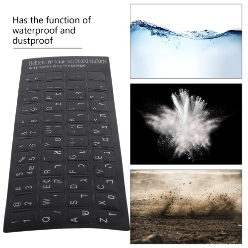 Durable Hebrew Keyboard Stickers with Black Background for Desktop High Quality 2