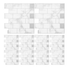 10Sheets 3D Gel Peel and Stick Wall Protector for Kitchen Light Grey