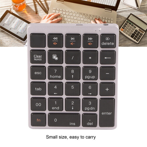 Bluetooth 3.0 Numeric Keypad 28 Keys Aluminum ABS for iOS Android Windows 2