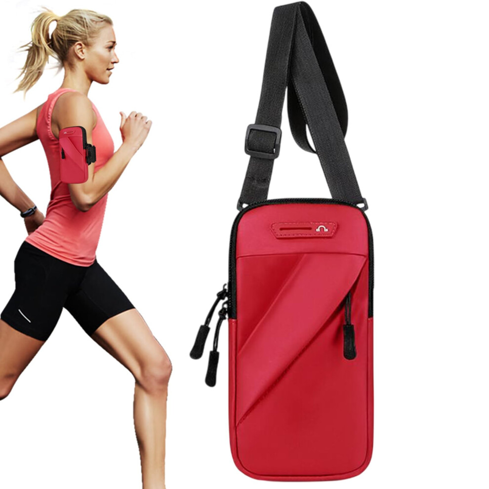Running Armband Phone Holder Waterproof Smartphone Arm Band With Shoulder Strap 4.76.7 Inch Red 9187378734407