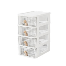 4 Drawer Storage Organizer Plastic Drawer Storage Box Desktop Organizer White 15 X 21.5 X 29 Cm Home Office