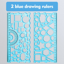 (Blue) 1. Geometric Ruler. Versatile Drawing 3. Multifunctional Protractor Set 4. Elementary School Student's Measuring Kit 5. Transforming Ruler Tool