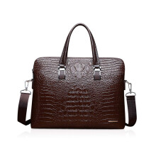 Crocodile Pattern Handbag For Men And Women 2Piece Tote Purse Leather Brown Shoulder Bag Briefcase Business Work Bag