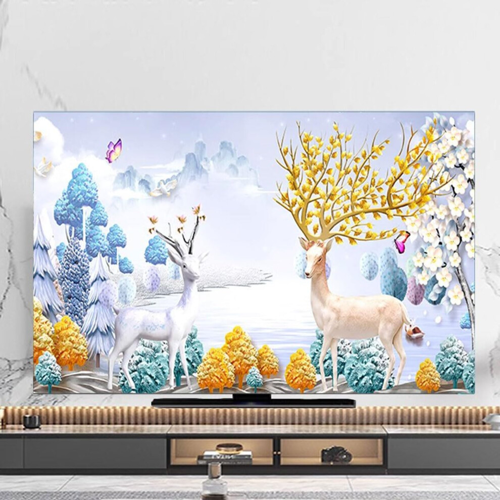Tv Dust Cover 3739In (W93xh60cm) For Lcd Led Tvs Landscape Art Pattern Dust Proof Indoor Tv Cover Color C 9187378734636