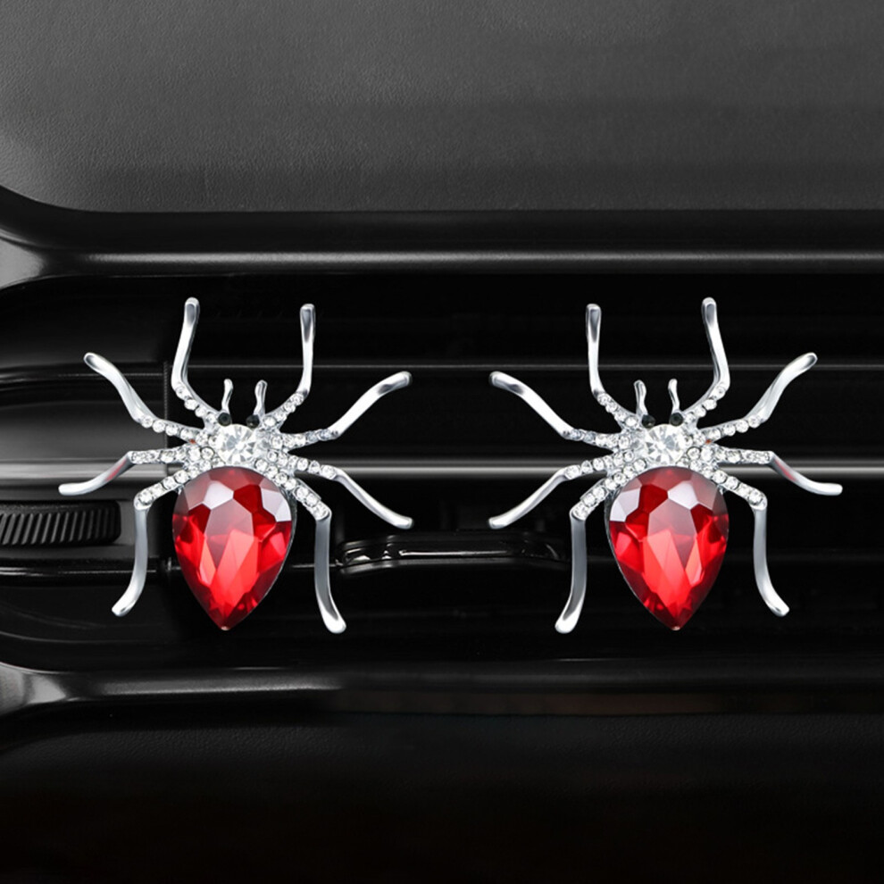 (Red) Diamond Spider Vent Clip Freshener Spider Car Vent Accessories Oil Diffuser Conditioner Outlet Perfume Clip Decorative Ornament 10Ml Red 602720474781