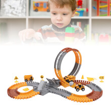 Construction Race Track Toy for Kids, DIY Engineering, Plastic, AA Battery