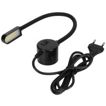 Luminária de trabalho LED brilhante com haste flexível e fonte de alimentação segura e estável para diversos ambientes.