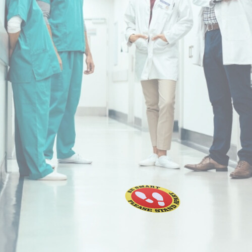 Αδιάβροχο αυτοκόλλητο δαπέδου κοινωνικής απόστασης, αντιολισθητική επιφάνεια, 1