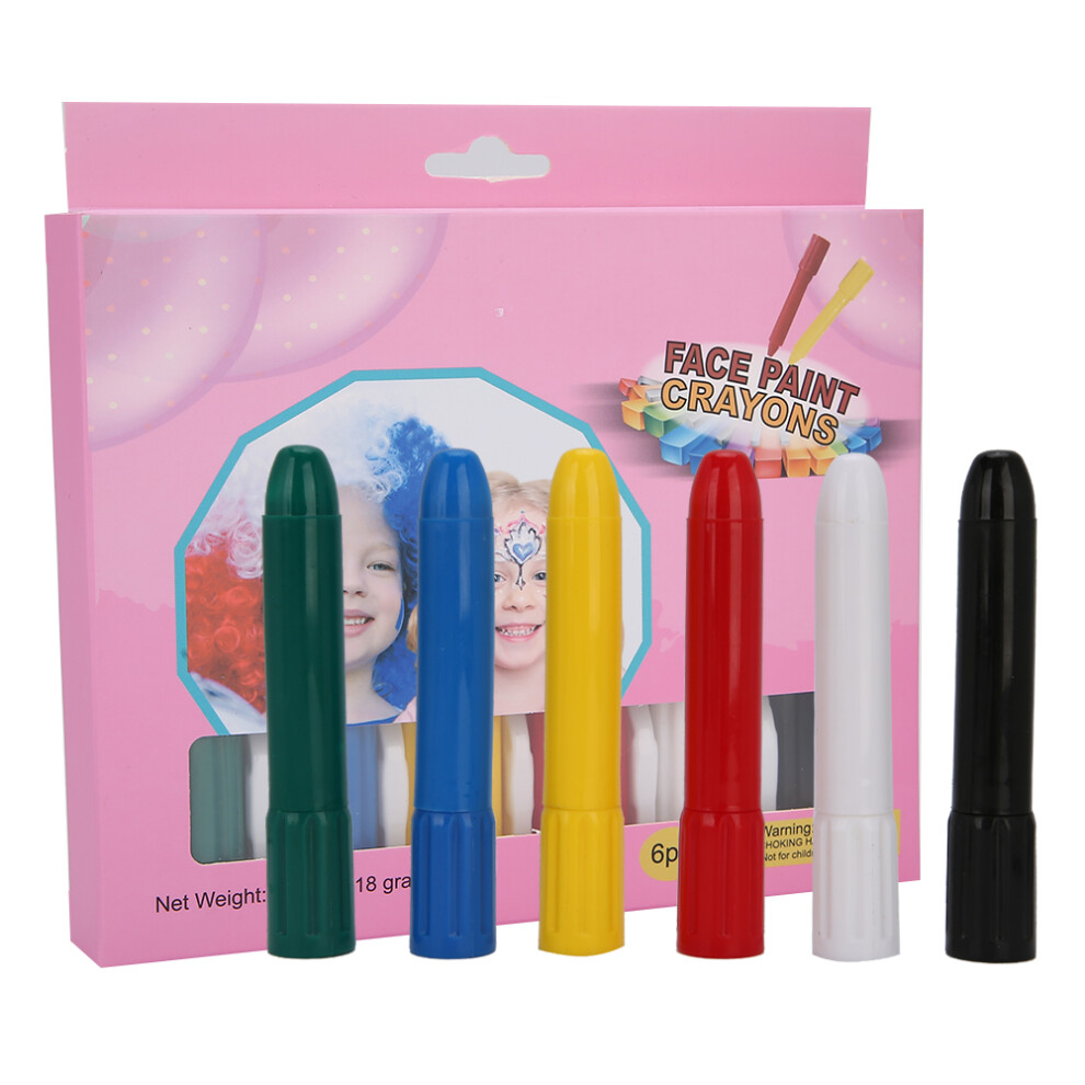 Washable Face and Body Paint Crayons, Vibrant 6 Colors for Festive Occasions, Easy To Use for Kids' Creative Expression, Durable and Reliable in Use