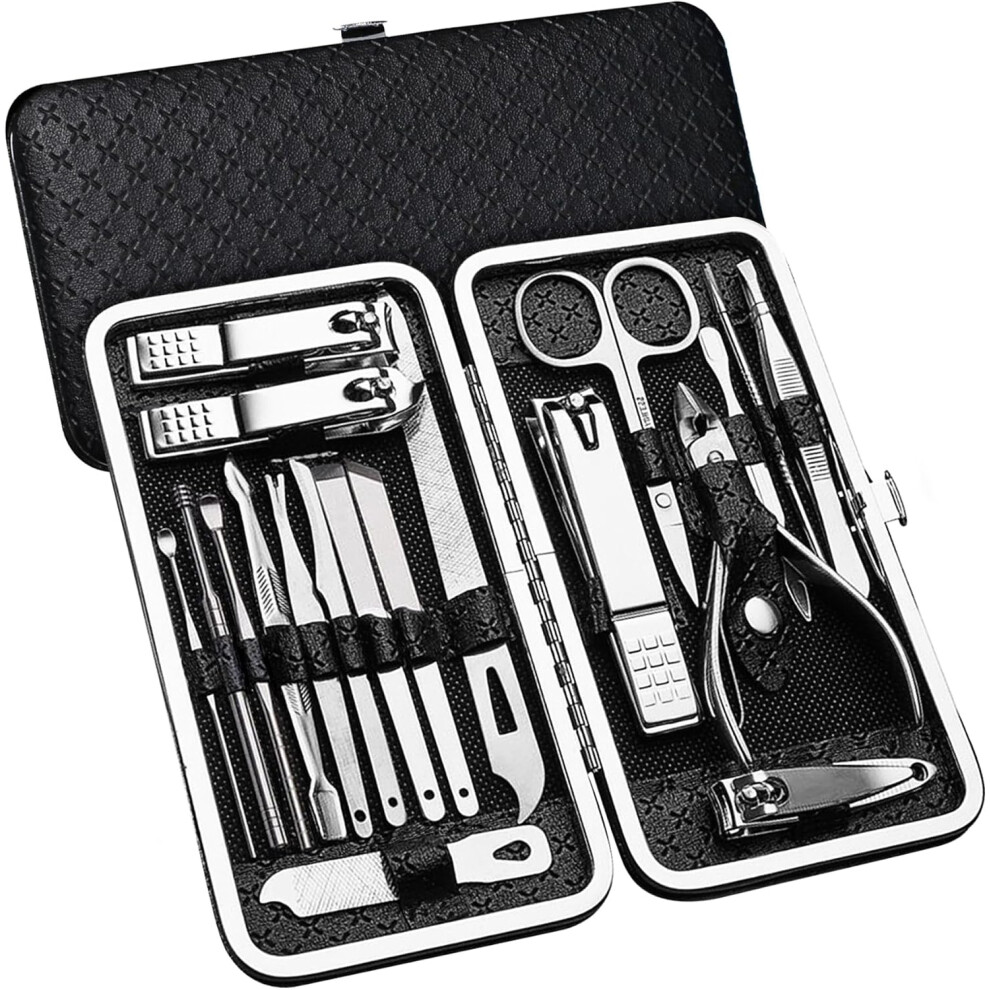 Nail Clippers for Men with Precision Tools, Multi-functional Manicure Set Grooming Tools for Hand Foot and Facial Care, Stainless Steel Professional