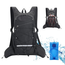 Elastic Straps Secured Hydration Backpack, Lightweight Nylon Outdoor Pack with Trekking Pole Holder and Breathable Mesh Ventilation, Reflective Strip