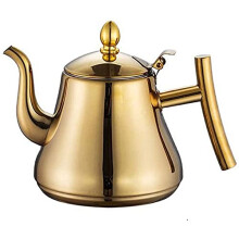 Whistling Stainless Steel Kettle 1L Gold with Strainer for Stovetop Tea and Coffee