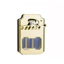 (Gold) Mecha Metal Rocker Lighter Transparent Tank Kerosene Lighter Metal Portable Lighter Windproof Lighter