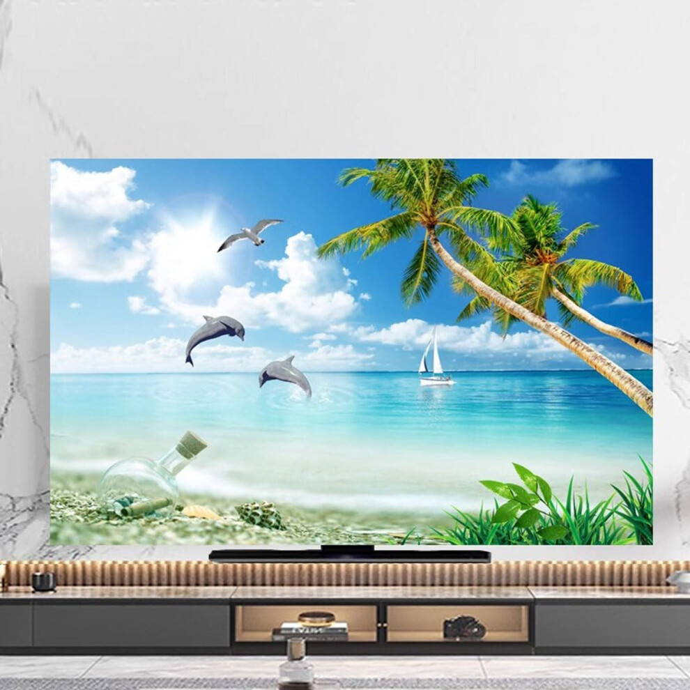 Waterproof Tv Dust Cover For 5860 Inch Lcd Led Screen, Beach Landscape Design, Polyester Fabric 9199774439909