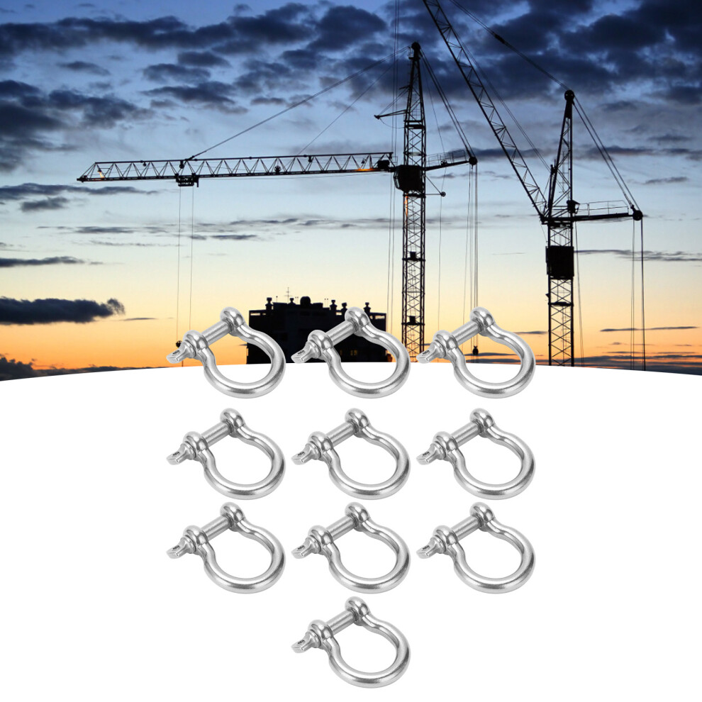 Compact 10Pcs M5 D Bow Anchor Shackles 304 Stainless Steel 220.5Lb Load 4911378184833