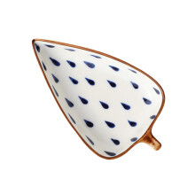 Japanese Style Snack Tray with Palm Leaf Serving Plates, White Sauce Dish 15.5x9x2.5cm