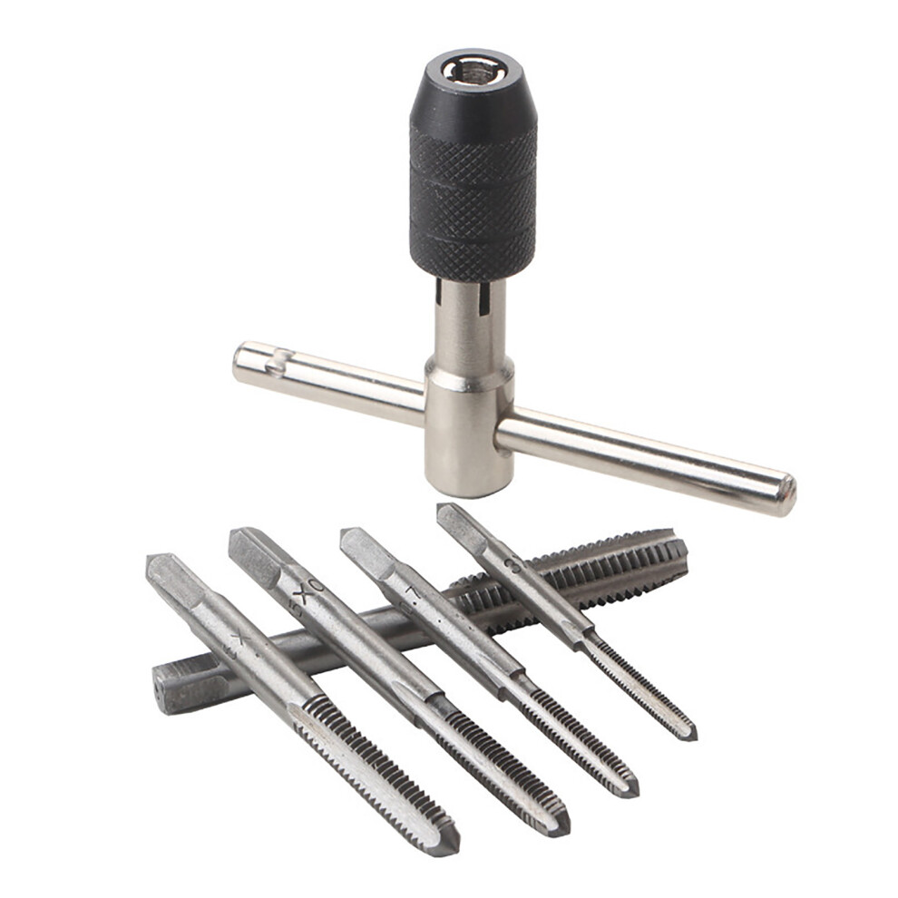 High Speed Steel Tapping Tool Set Ratchet T Handle Tap Wrench With Metric M3 To M8 Taps Efficient Labor Saving And Corrosion Resistant Threading 9138057612776
